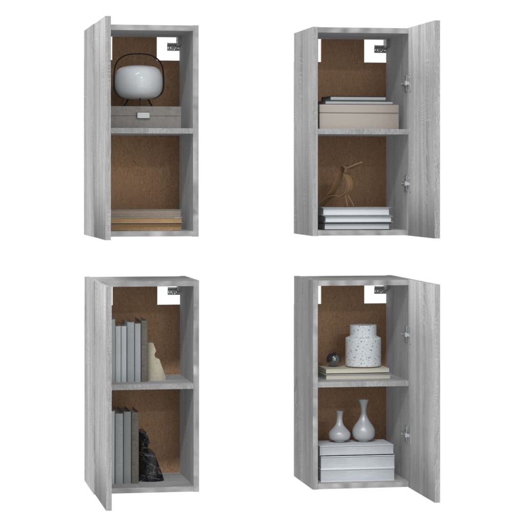 vidaXL TV Cabinets 4 pcs Grey Sonoma 30.5x30x60 cm Engineered Wood