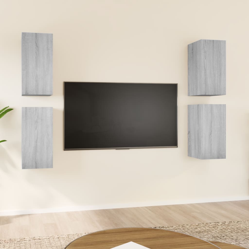 vidaXL TV Cabinets 4 pcs Grey Sonoma 30.5x30x60 cm Engineered Wood