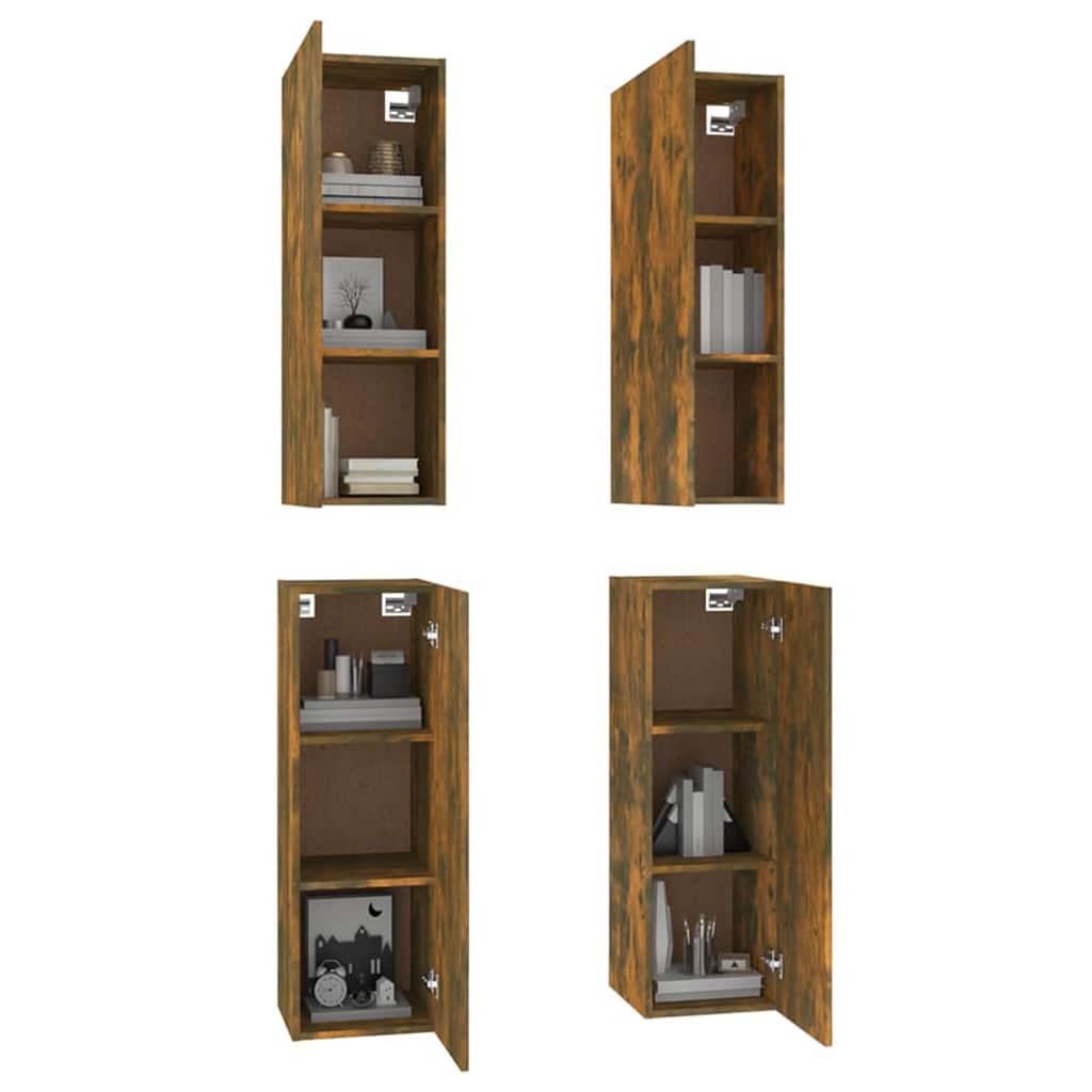 4 Piece TV Cabinet Set Smoked Oak 30,5x30x90 cm Engineered Wood