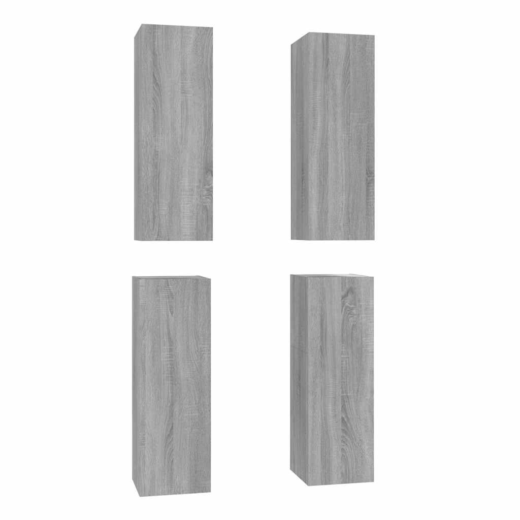 4 Piece TV Cabinet Set Grey Sonoma 30,5x30x90 cm Engineered Wood