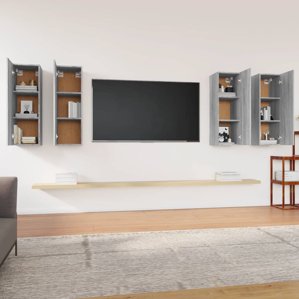 vidaXL TV Cabinets 4 pcs Grey Sonoma 30.5x30x90 cm Engineered Wood