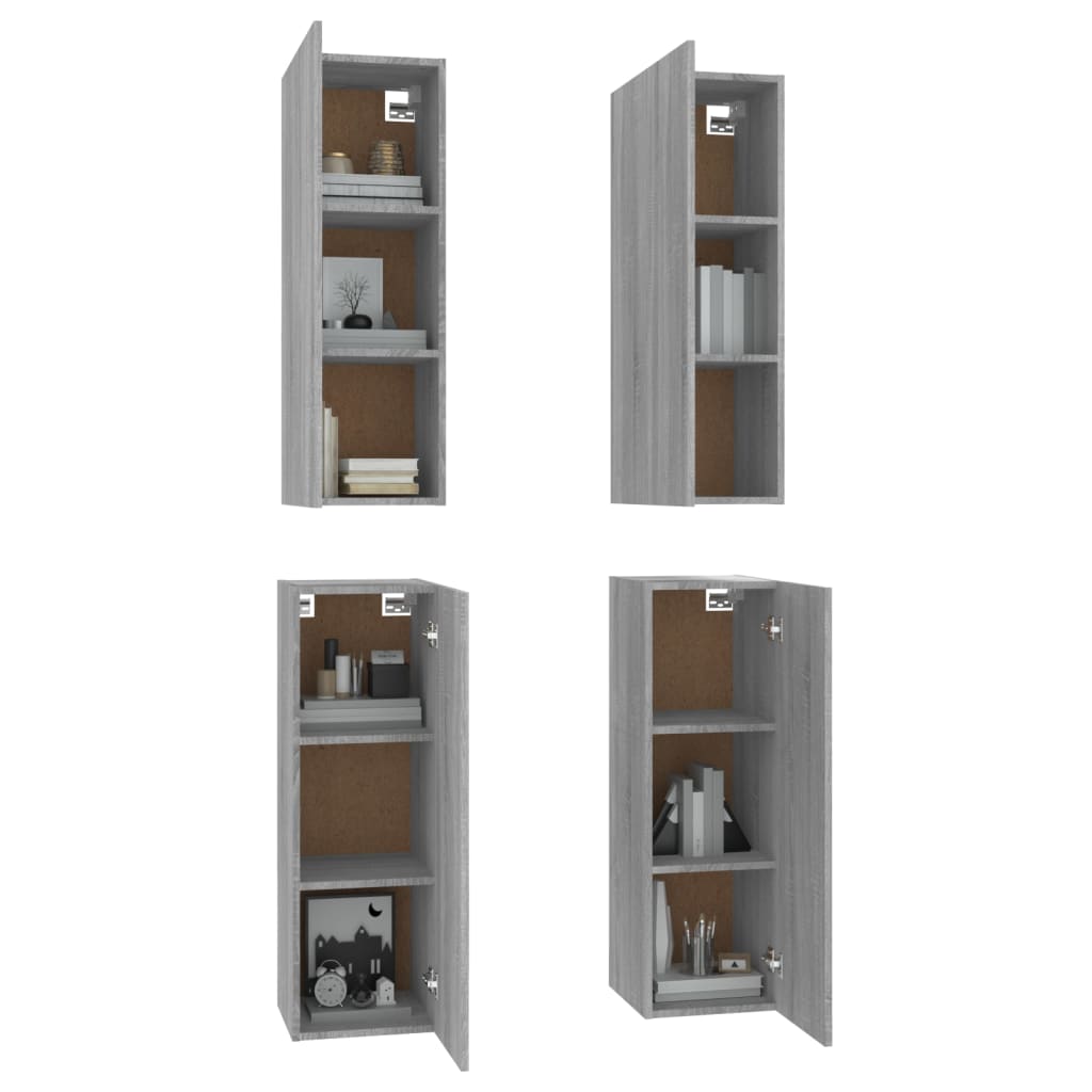 vidaXL TV Cabinets 4 pcs Grey Sonoma 30.5x30x90 cm Engineered Wood