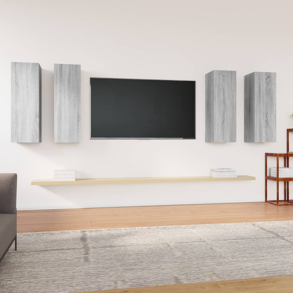 vidaXL TV Cabinets 4 pcs Grey Sonoma 30.5x30x90 cm Engineered Wood