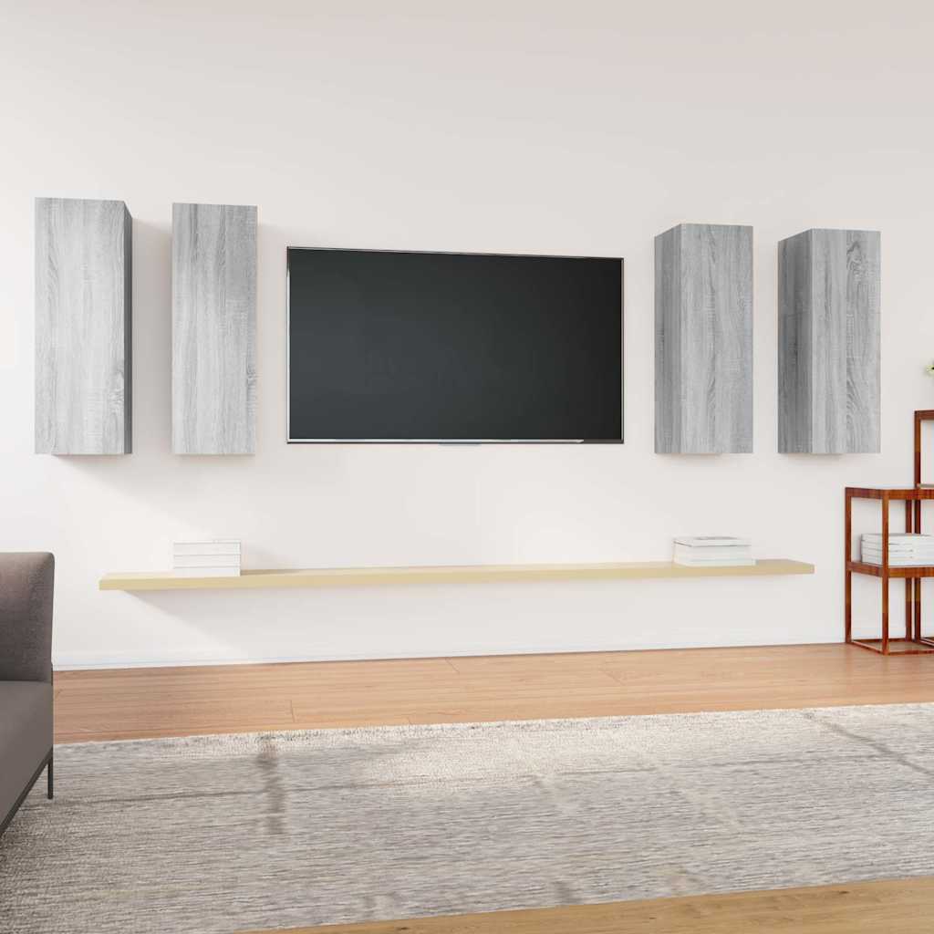 4 Piece TV Cabinet Set Grey Sonoma 30,5x30x90 cm Engineered Wood