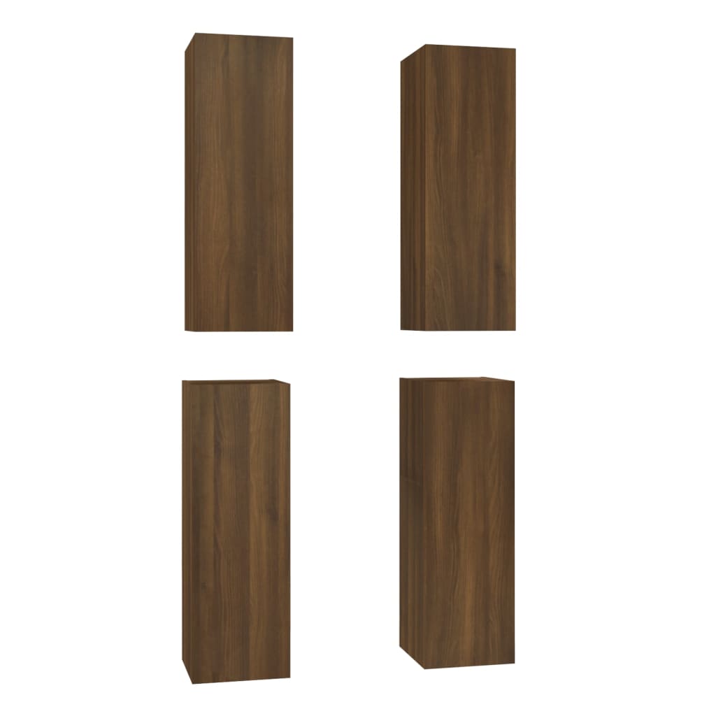 vidaXL TV Cabinets 4 pcs Brown Oak 30.5x30x90 cm Engineered Wood