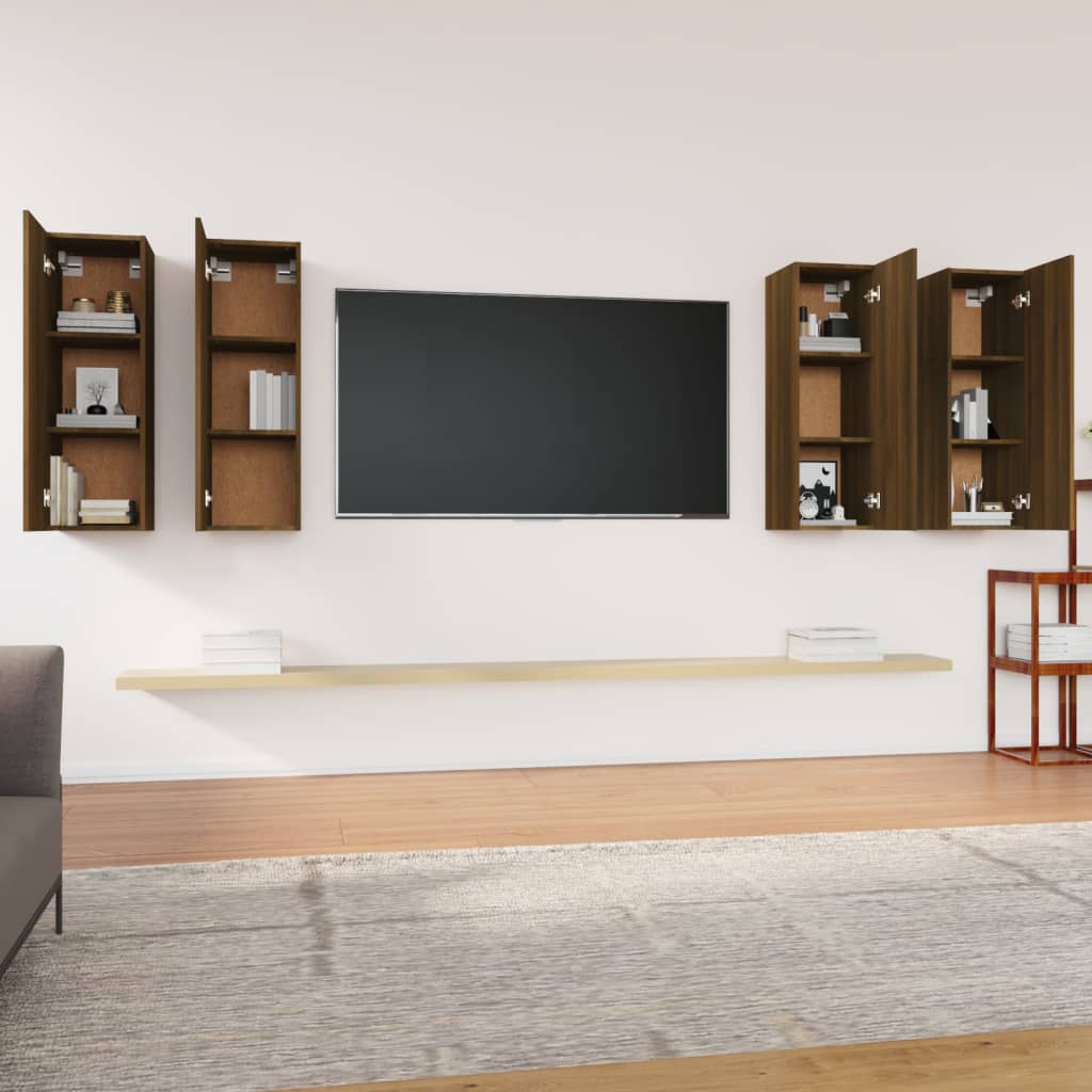 vidaXL TV Cabinets 4 pcs Brown Oak 30.5x30x90 cm Engineered Wood