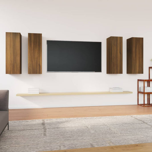 vidaXL TV Cabinets 4 pcs Brown Oak 30.5x30x90 cm Engineered Wood