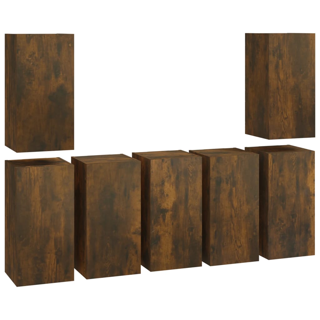 vidaXL TV Cabinets 7 pcs Smoked Oak 30.5x30x60 cm Engineered Wood