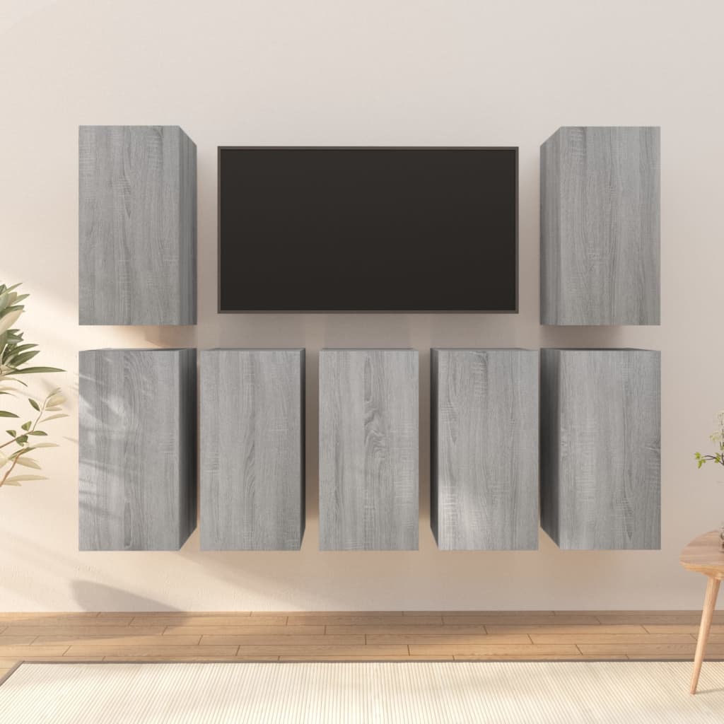 vidaXL TV Cabinets 7 pcs Grey Sonoma 30.5x30x60 cm Engineered Wood