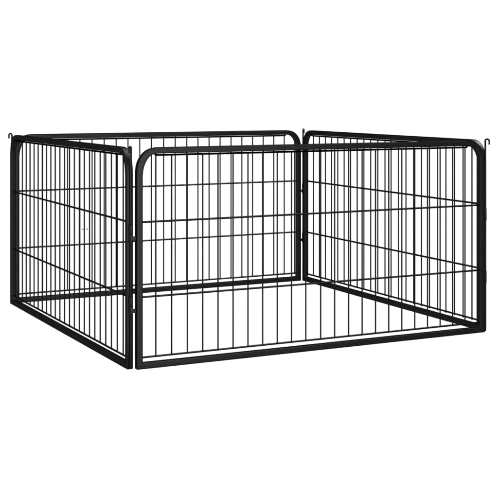 vidaXL Dog Playpen 4 Panels Black 100x50 cm Powder-coated Steel