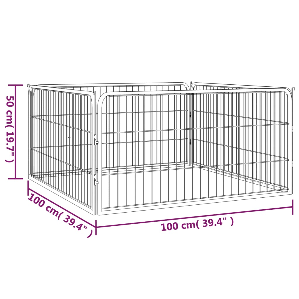 vidaXL Dog Playpen 4 Panels Black 100x50 cm Powder-coated Steel