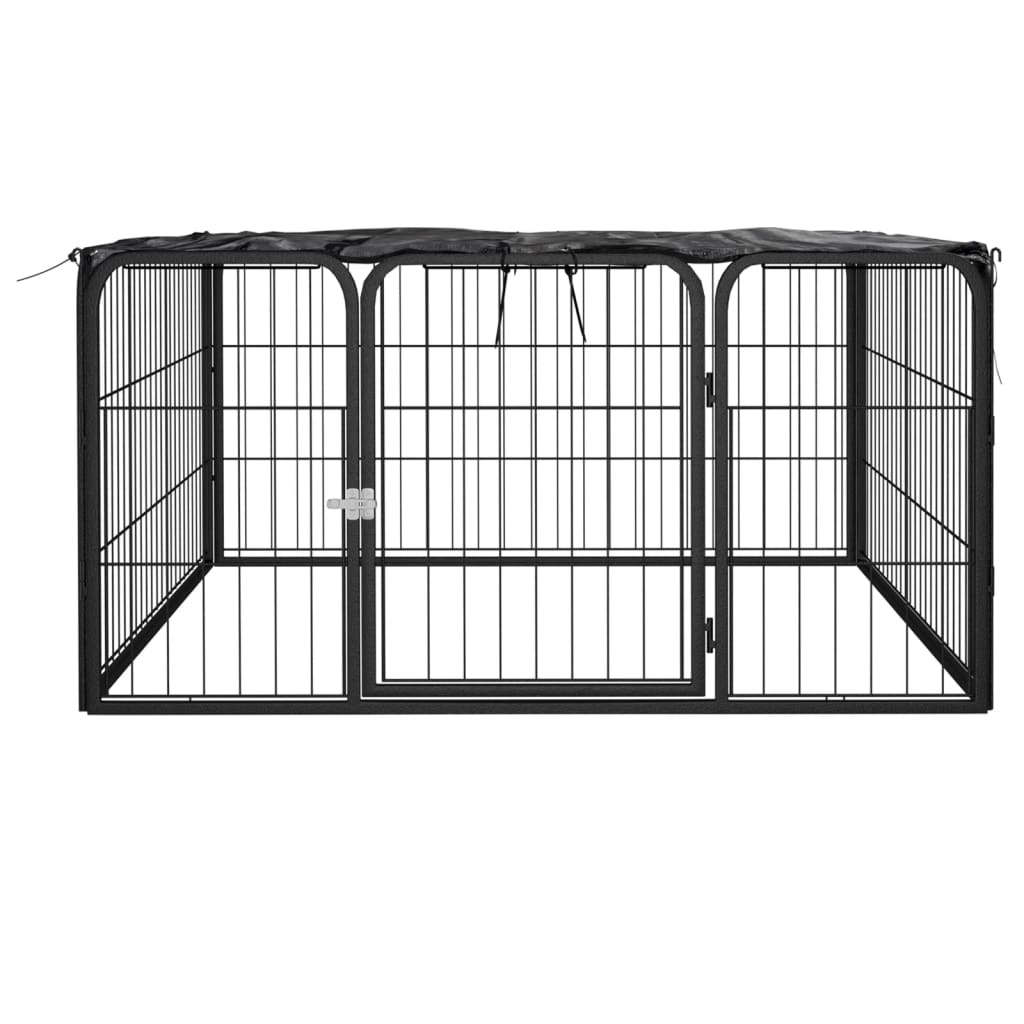 vidaXL Dog Playpen 4 Panels Black 100x50 cm Powder-coated Steel