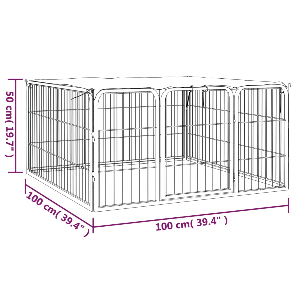 vidaXL Dog Playpen 4 Panels Black 100x50 cm Powder-coated Steel