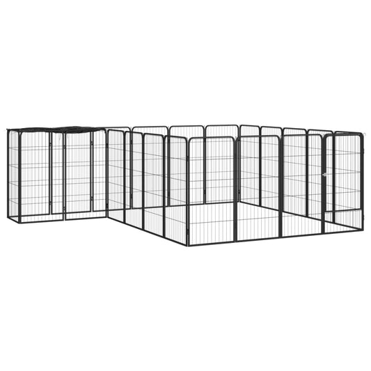 vidaXL 22-Panel Dog Playpen Black 50x100 cm Powder-coated Steel