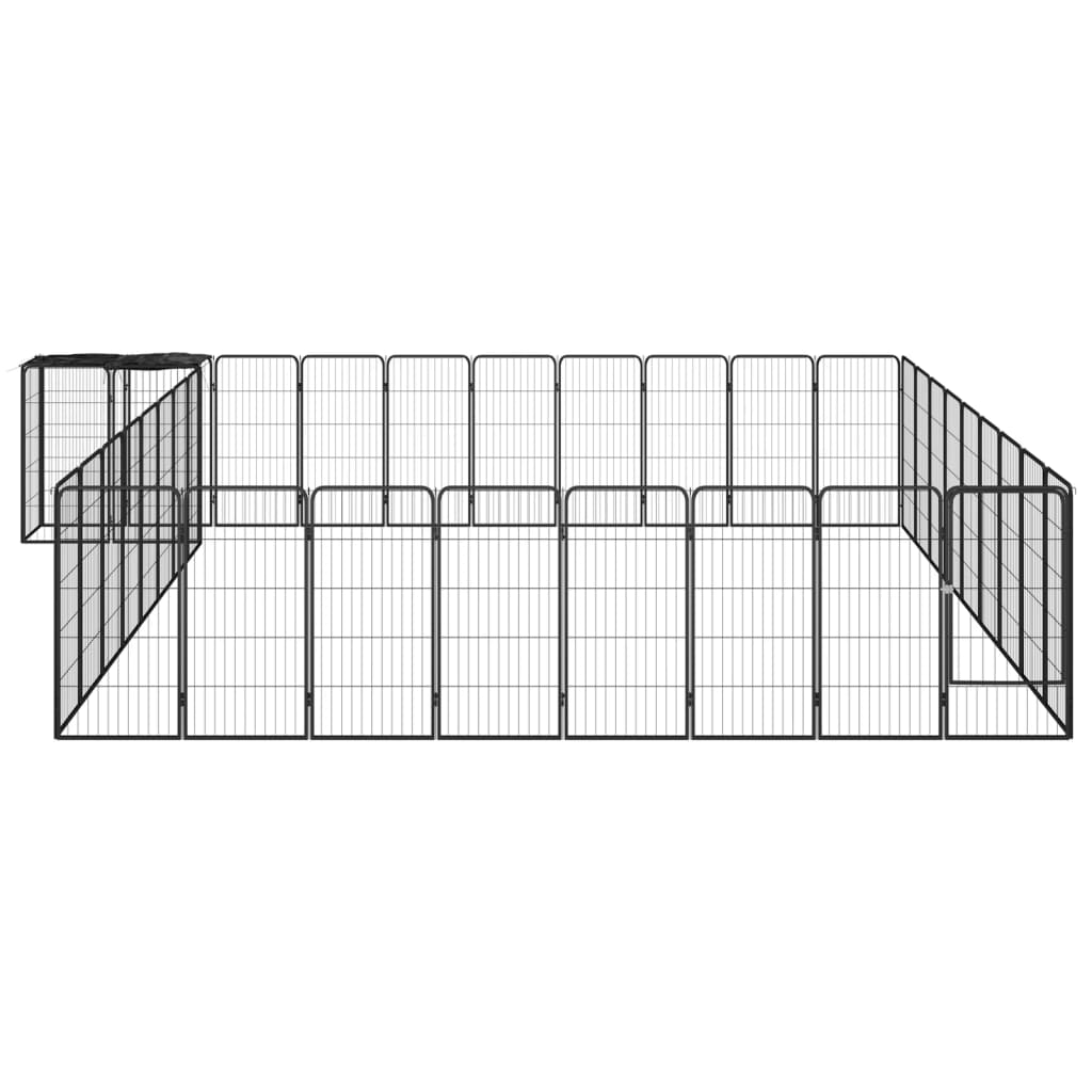 38-Panel Dog Playpen Black 50x100 cm Powder-coated Steel