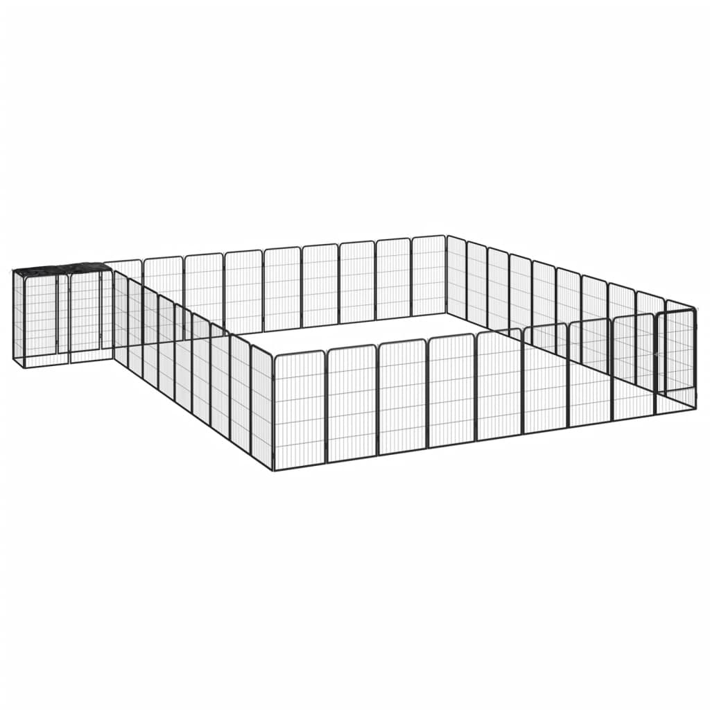 vidaXL 42-Panel Dog Playpen Black 50x100 cm Powder-coated Steel