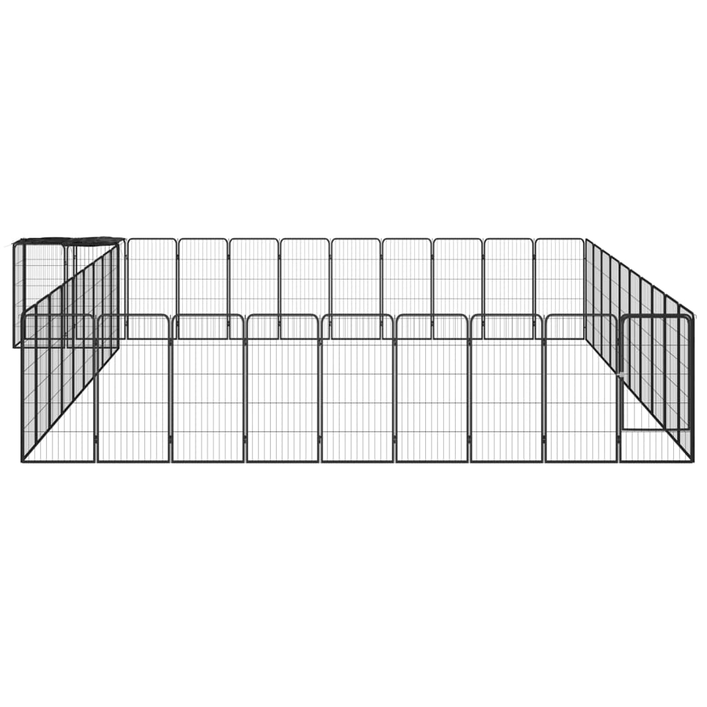 42-Panel Dog Playpen Black 50x100 cm Powder-coated Steel