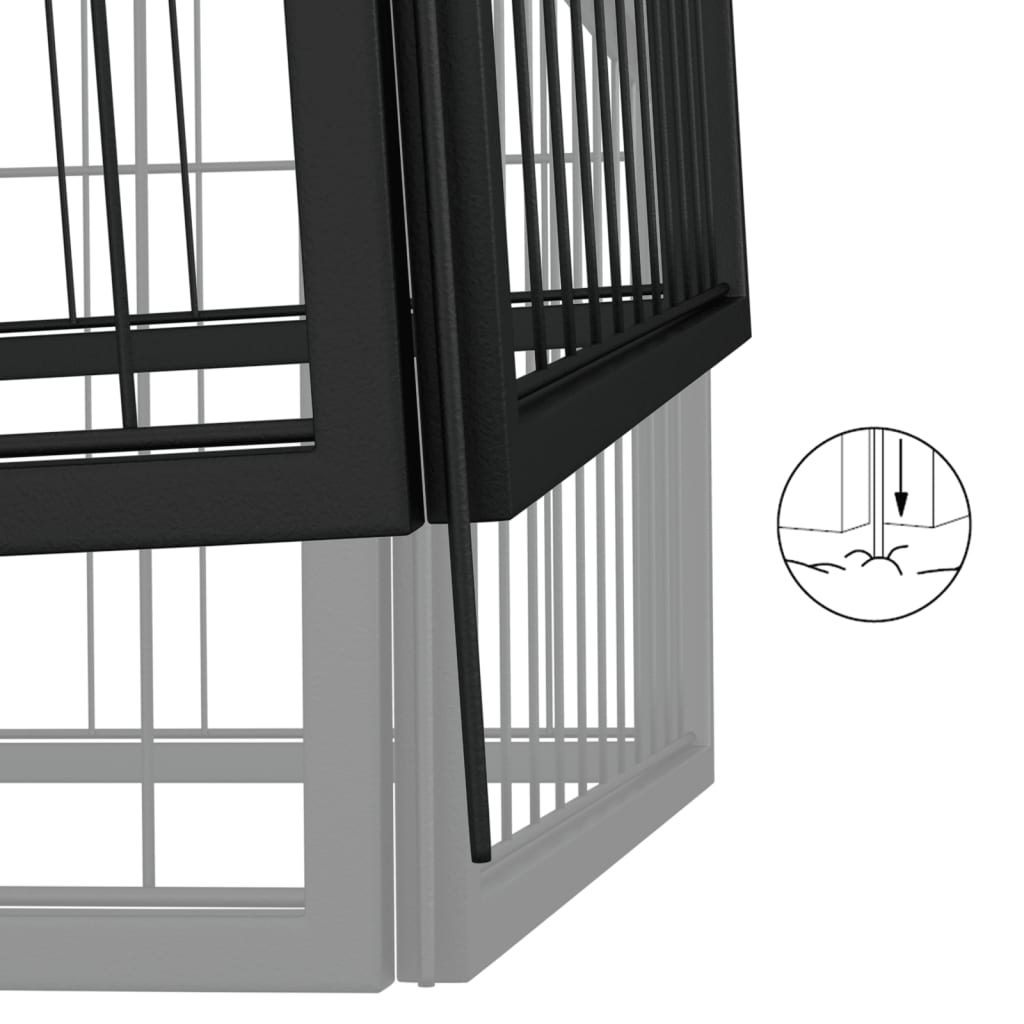 vidaXL 42-Panel Dog Playpen Black 50x100 cm Powder-coated Steel