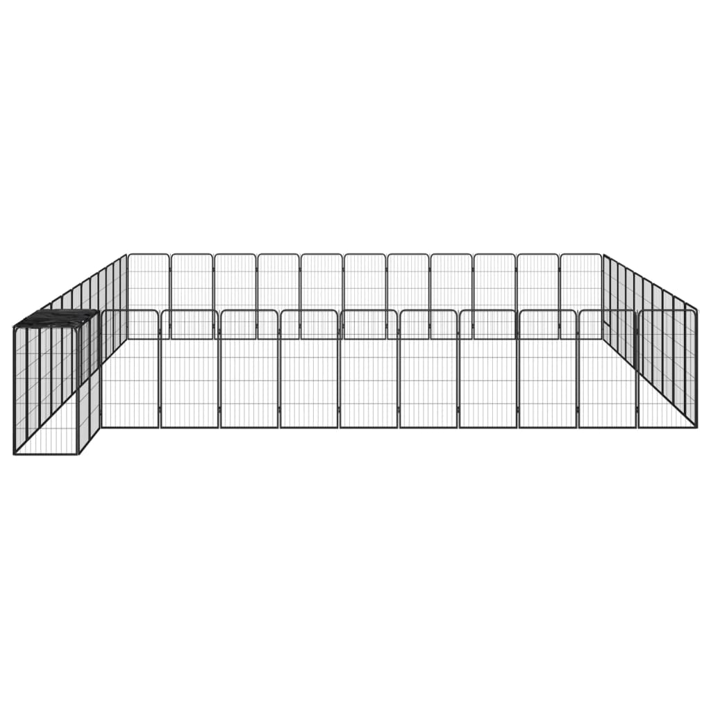 vidaXL 46-Panel Dog Playpen Black 50x100 cm Powder-coated Steel