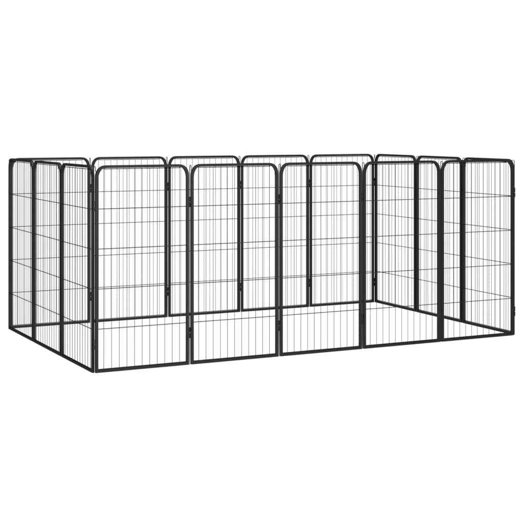 vidaXL 16-Panel Dog Playpen Black 50x100 cm Powder-coated Steel