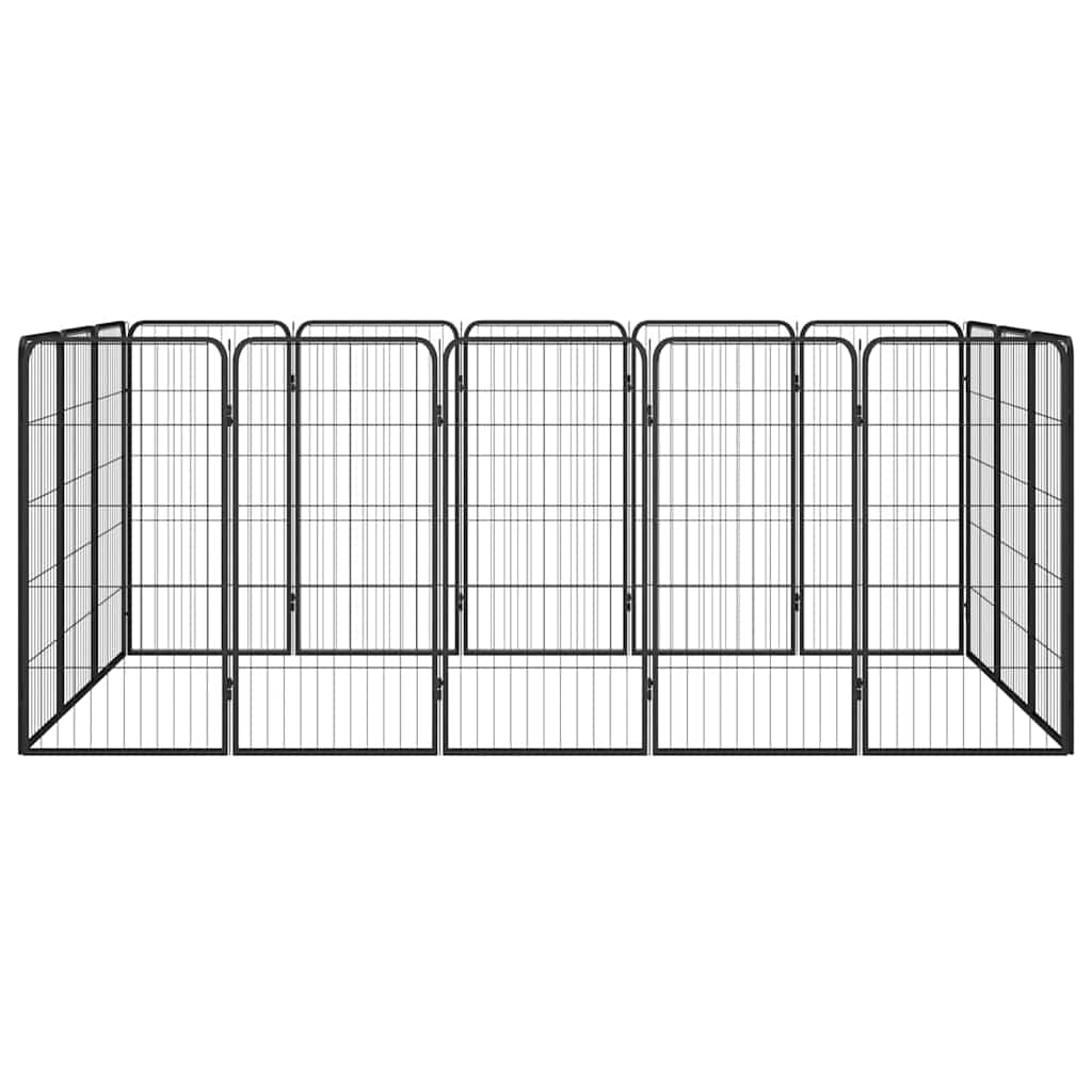 16-Panel Dog Playpen Black 50x100 cm Powder-coated Steel