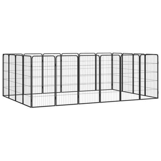 vidaXL 20-Panel Dog Playpen Black 50x100 cm Powder-coated Steel