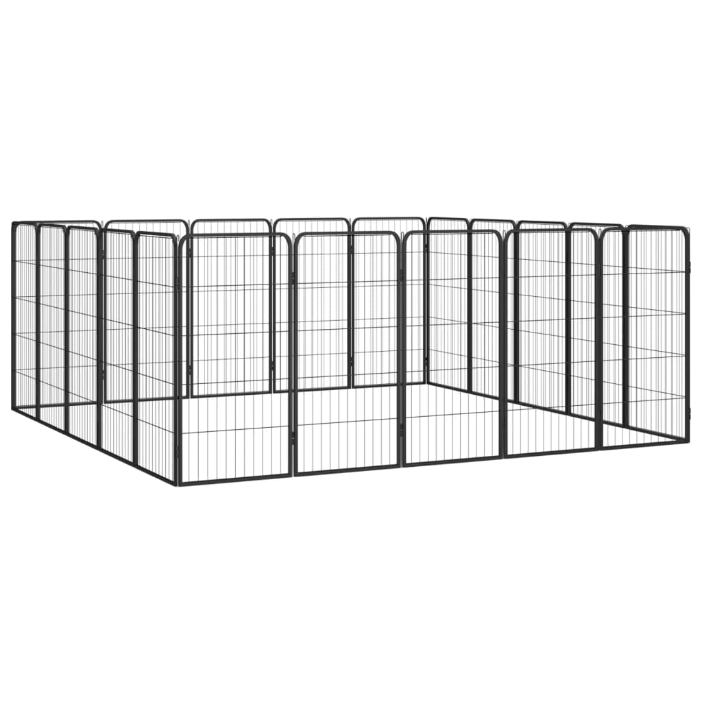 vidaXL 20-Panel Dog Playpen Black 50x100 cm Powder-coated Steel