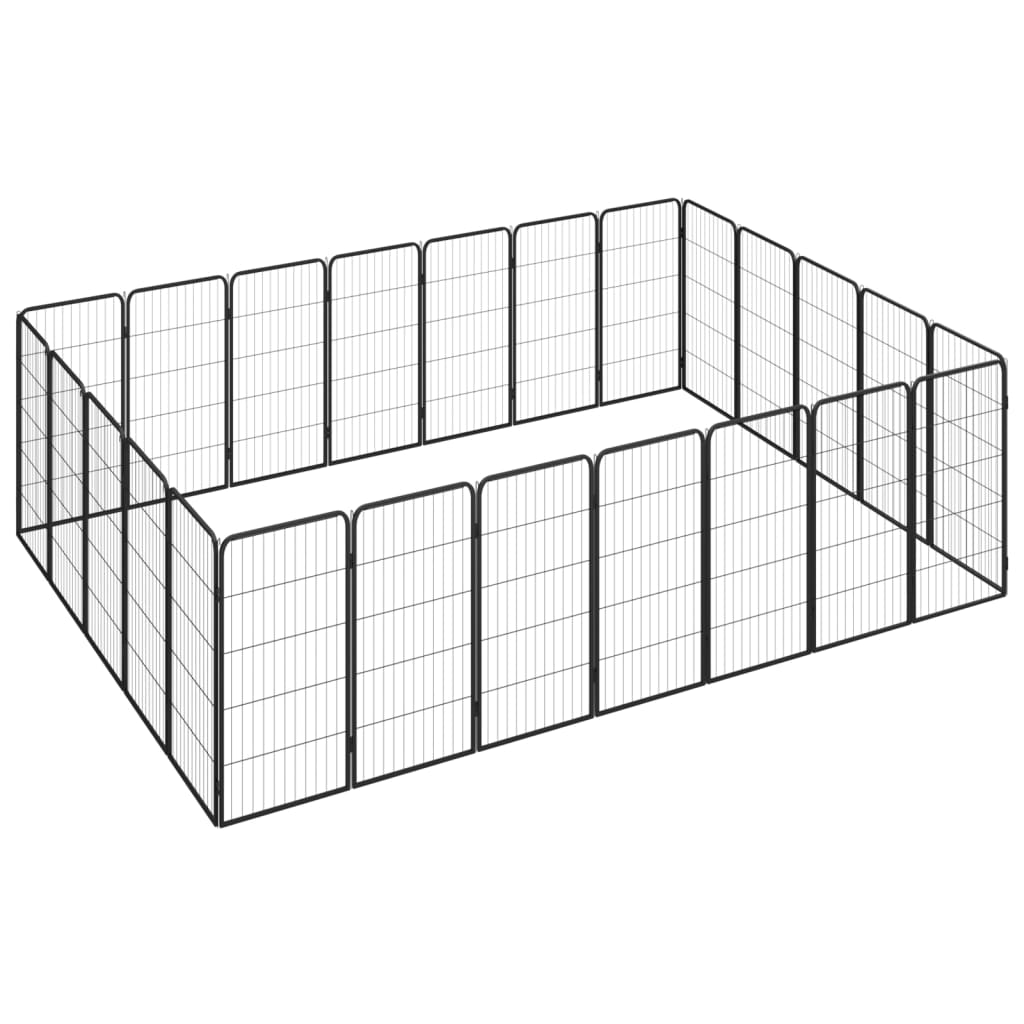 vidaXL 24-Panel Dog Playpen Black 50x100 cm Powder-coated Steel