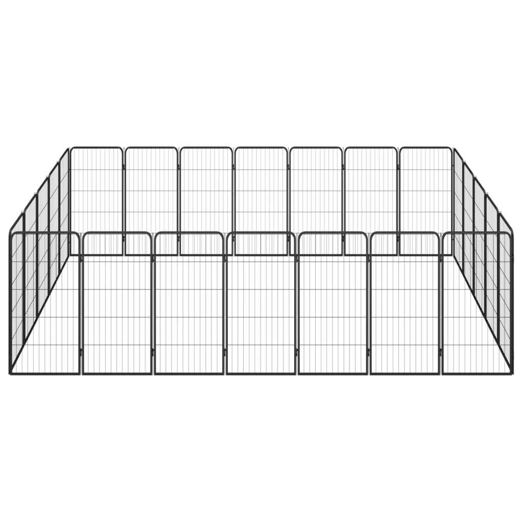 vidaXL 24-Panel Dog Playpen Black 50x100 cm Powder-coated Steel