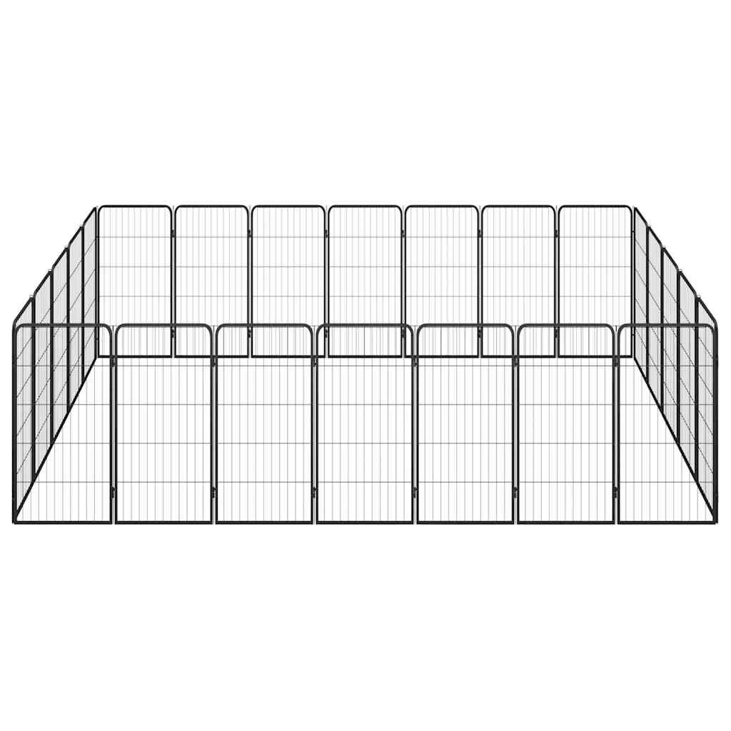 24-Panel Dog Playpen Black 50x100 cm Powder-coated Steel