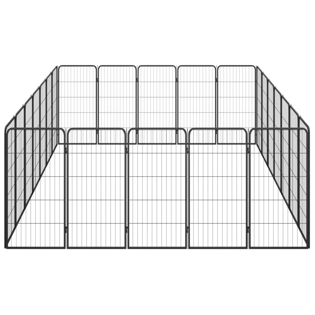 vidaXL 24-Panel Dog Playpen Black 50x100 cm Powder-coated Steel