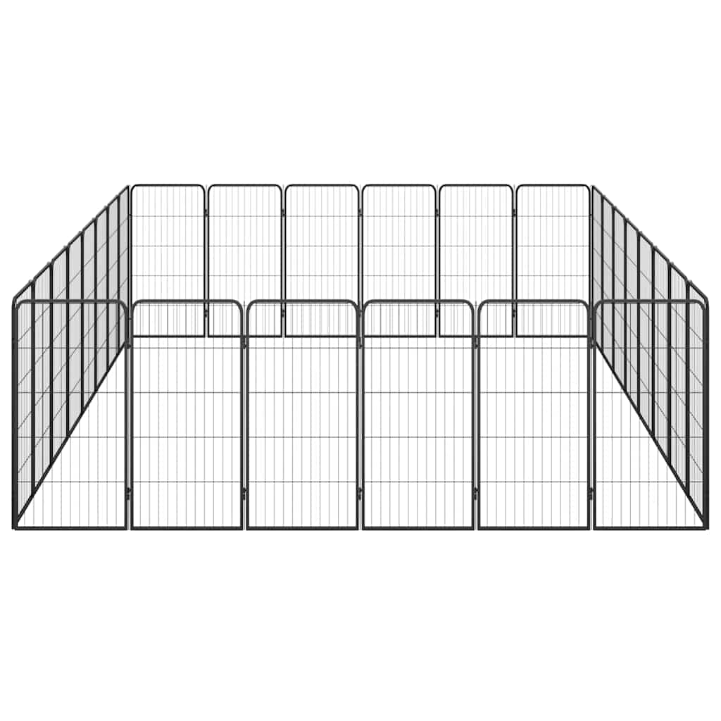28-Panel Dog Playpen Black 50x100 cm Powder-coated Steel