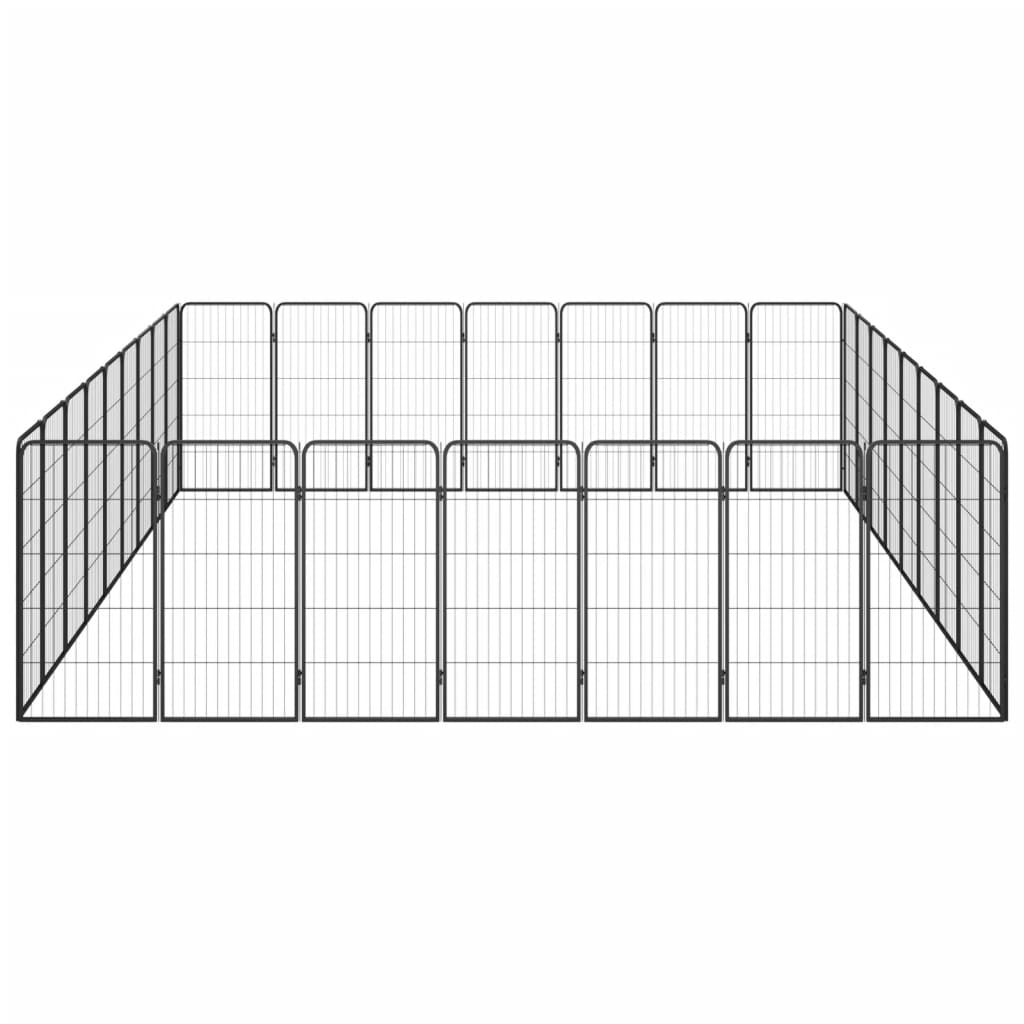 32-Panel Dog Playpen Black 50x100 cm Powder-coated Steel