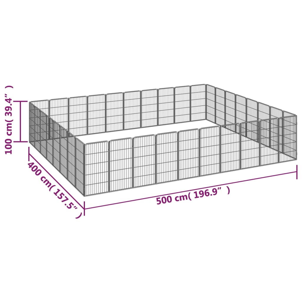 vidaXL 36-Panel Dog Playpen Black 50x100 cm Powder-coated Steel