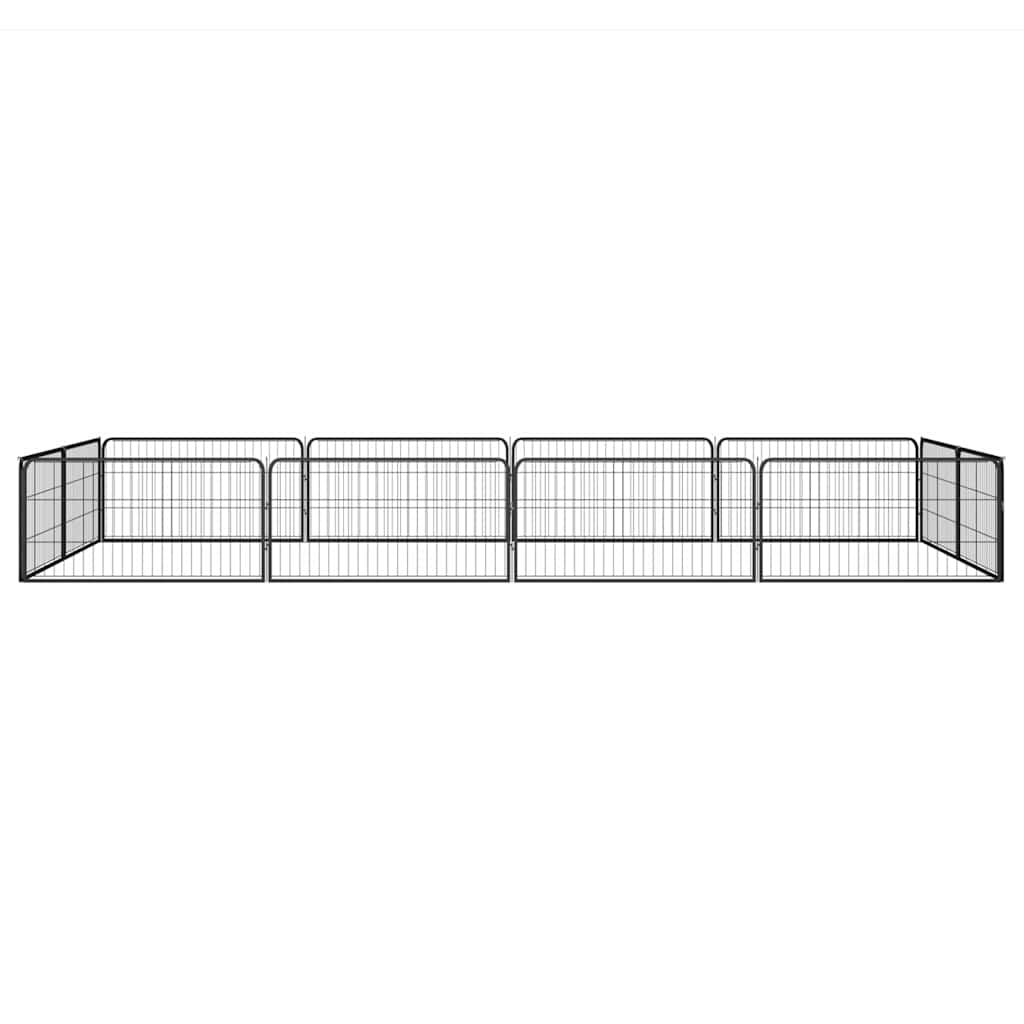 12-Panel Dog Playpen Black 100x50 cm Powder-coated Steel