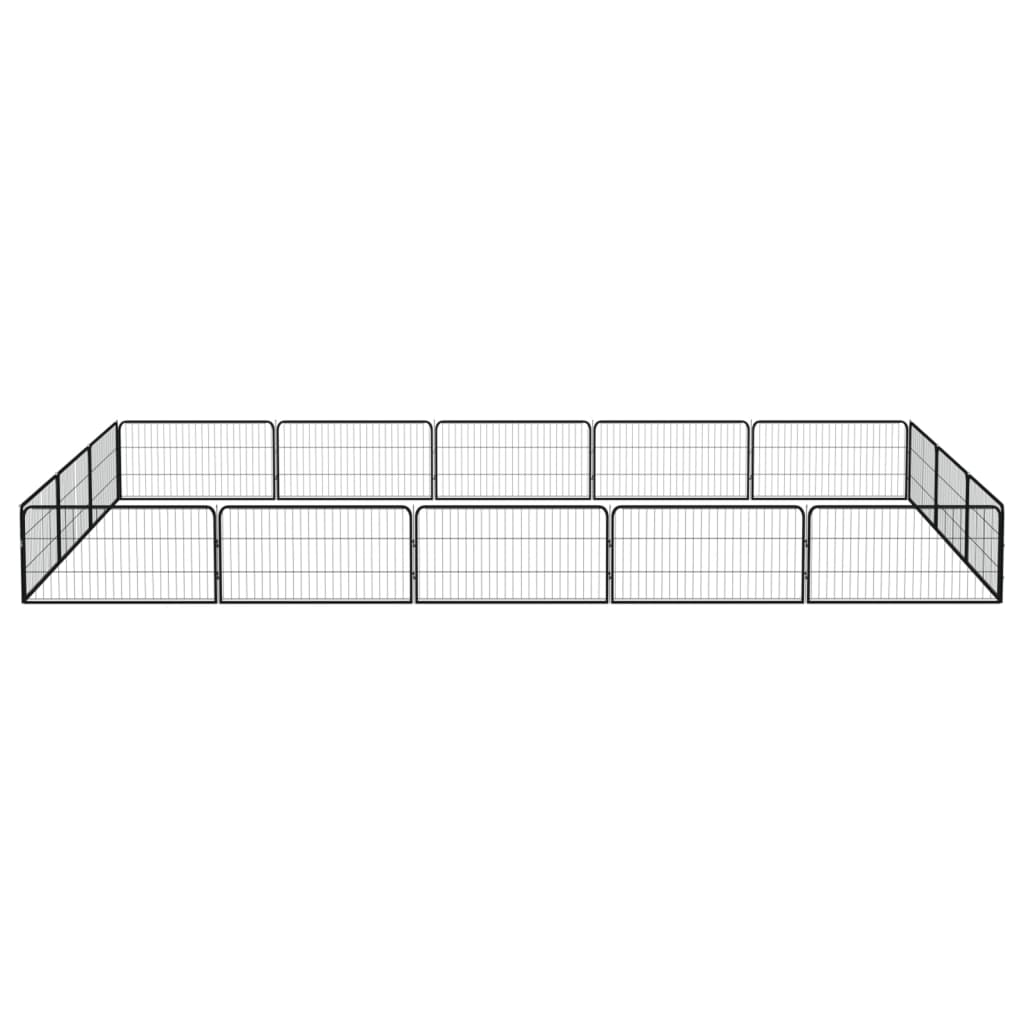 16-Panel Dog Playpen Black 100x50 cm Powder-coated Steel