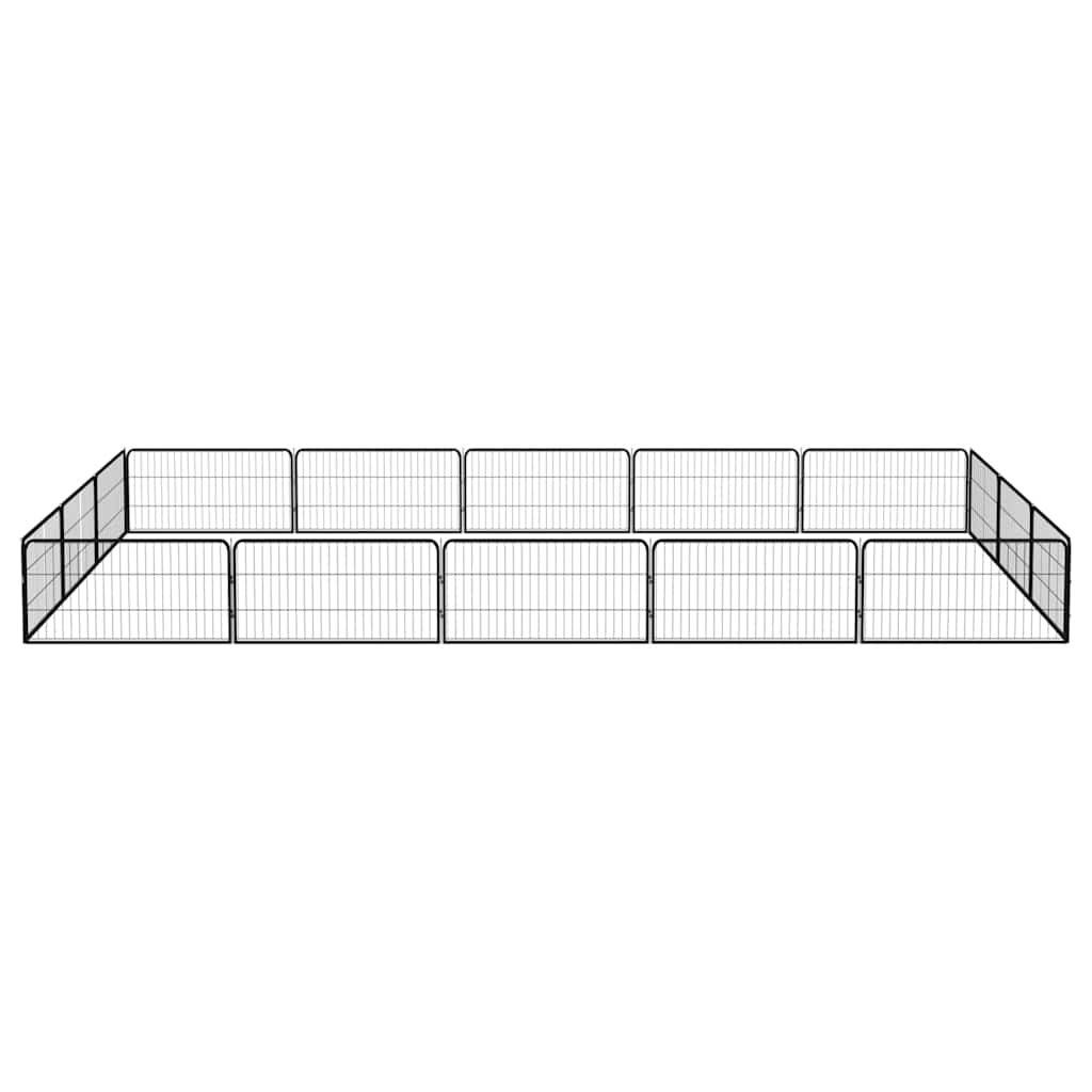 16-Panel Dog Playpen Black 100x50 cm Powder-coated Steel