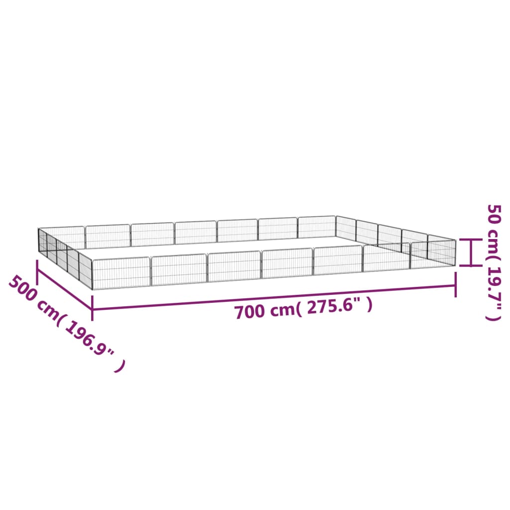 vidaXL 24-Panel Dog Playpen Black 100x50 cm Powder-coated Steel