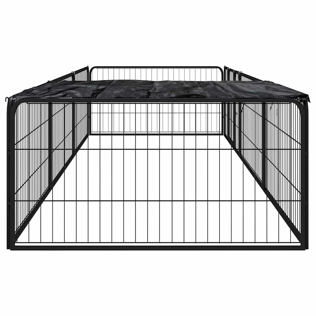 8-Panel Dog Playpen Black 100x50 cm Powder-coated Steel