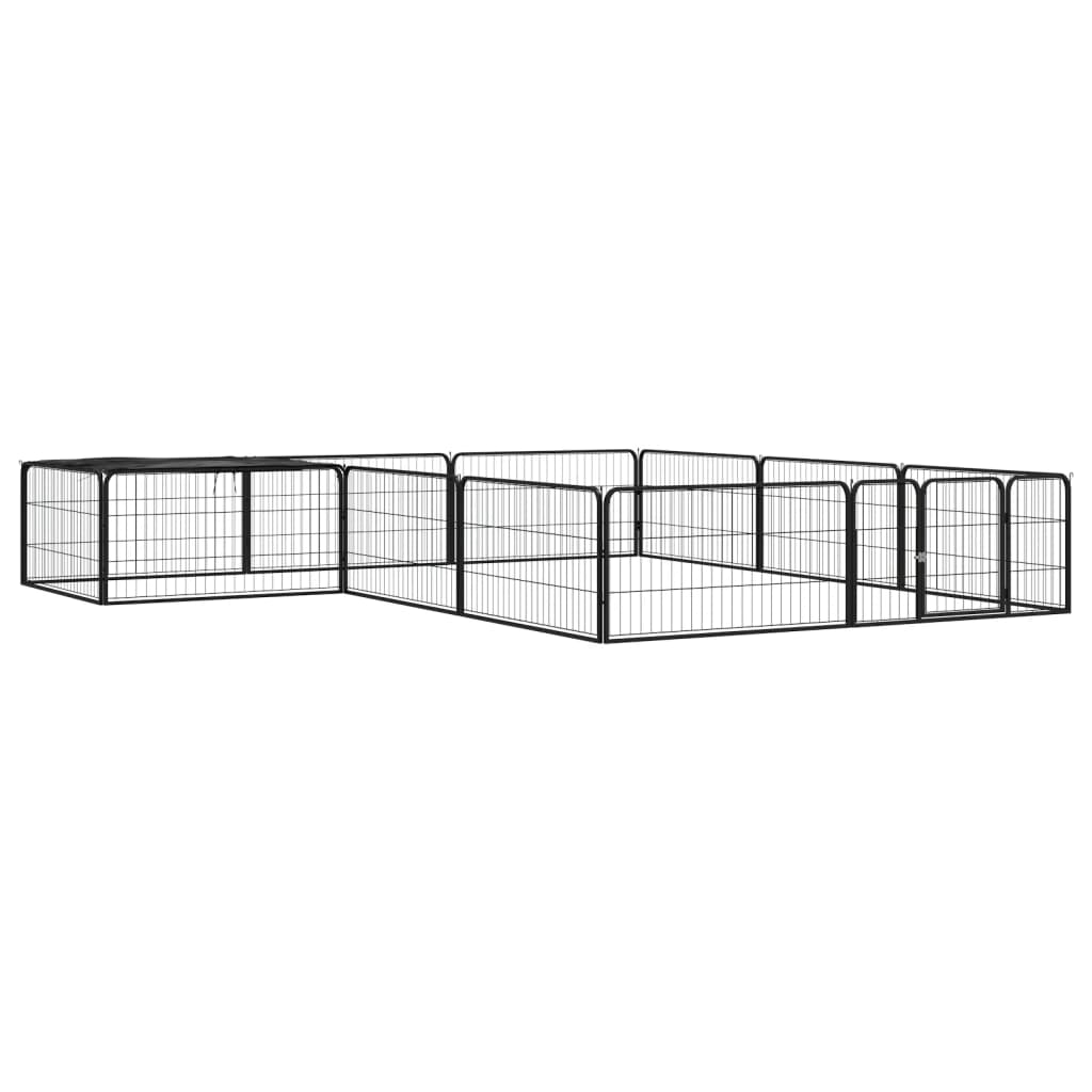 vidaXL 12-Panel Dog Playpen Black 100x50 cm Powder-coated Steel