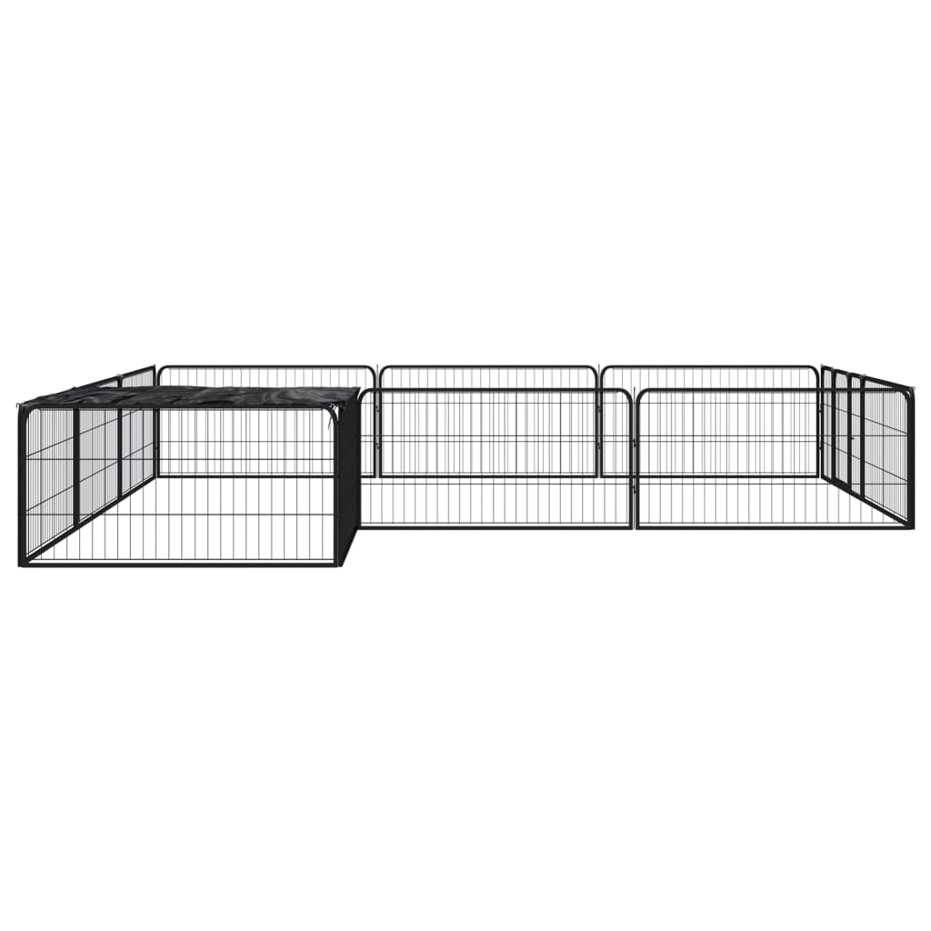 vidaXL 12-Panel Dog Playpen Black 100x50 cm Powder-coated Steel