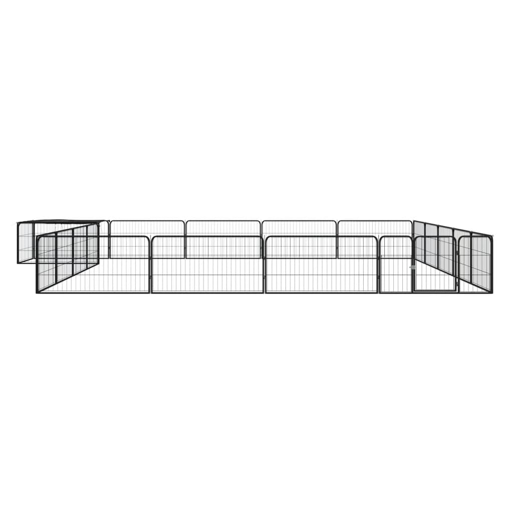 20-Panel Dog Playpen Black 100x50 cm Powder-coated Steel