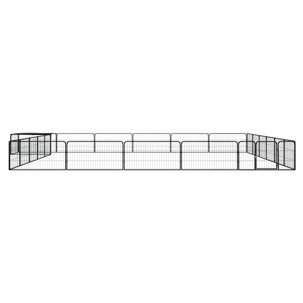 24-Panel Dog Playpen Black 100x50 cm Powder-coated Steel