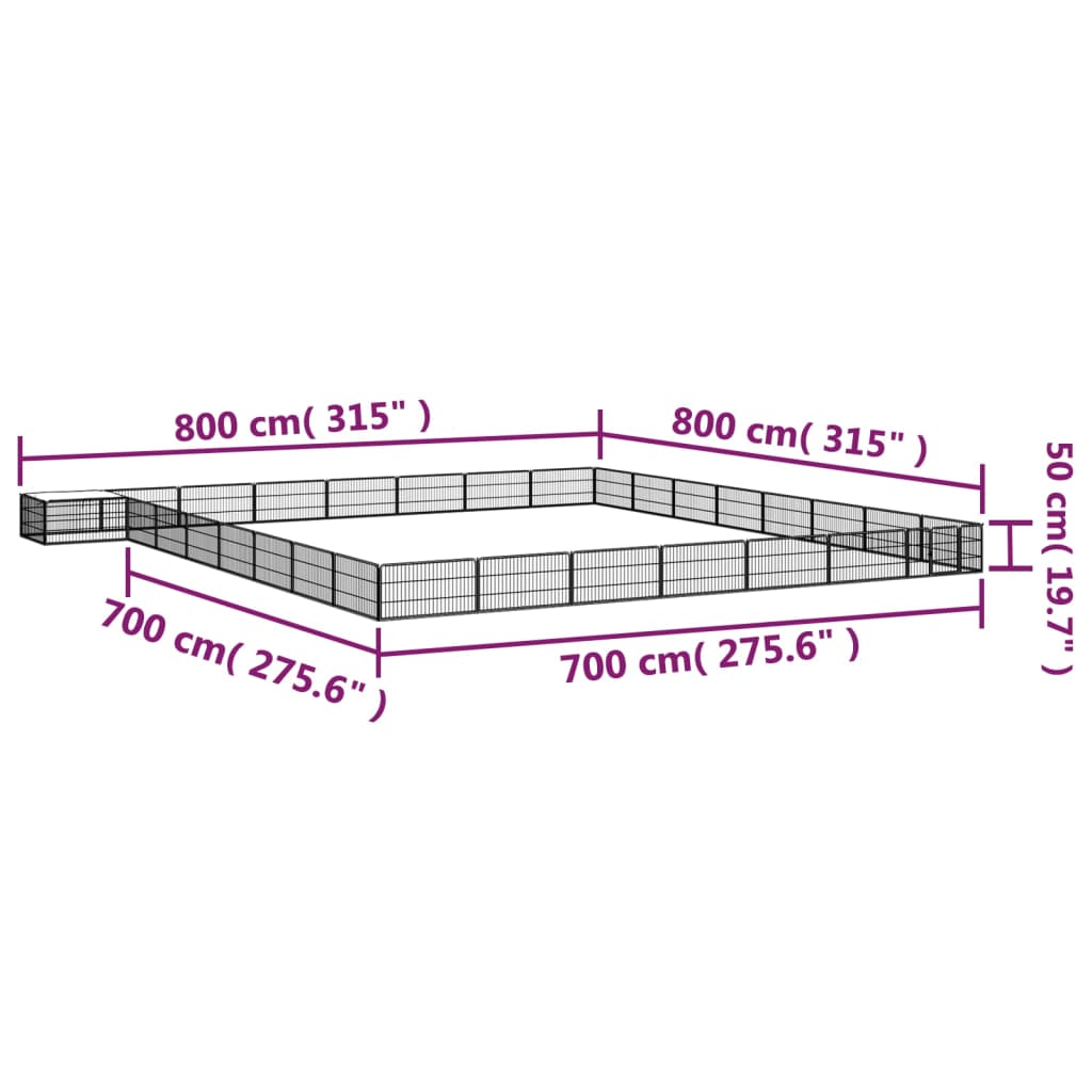 vidaXL 32-Panel Dog Playpen Black 100x50 cm Powder-coated Steel