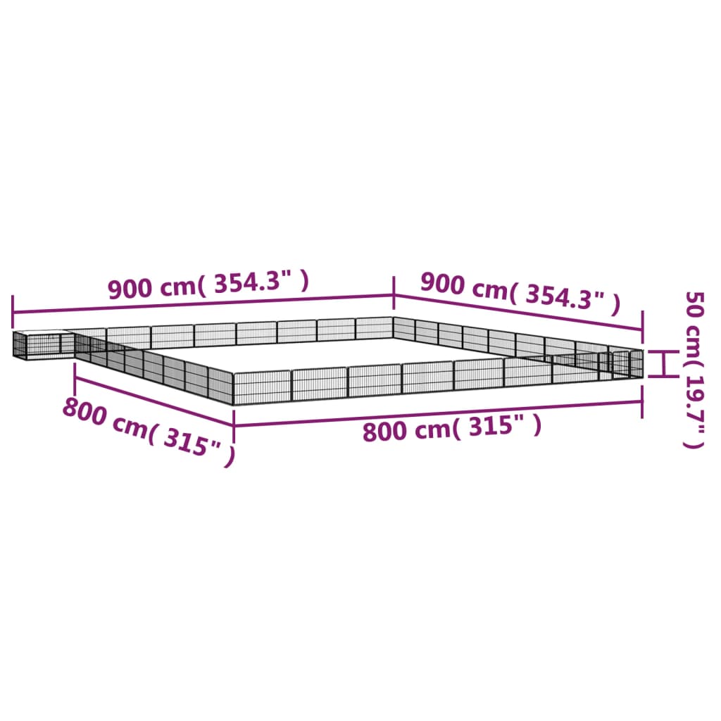 vidaXL 36-Panel Dog Playpen Black 100x50 cm Powder-coated Steel