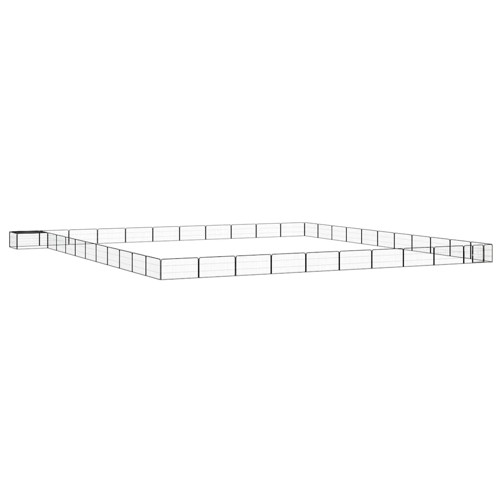 44-Panel Dog Playpen Black 100x50 cm Powder-coated Steel