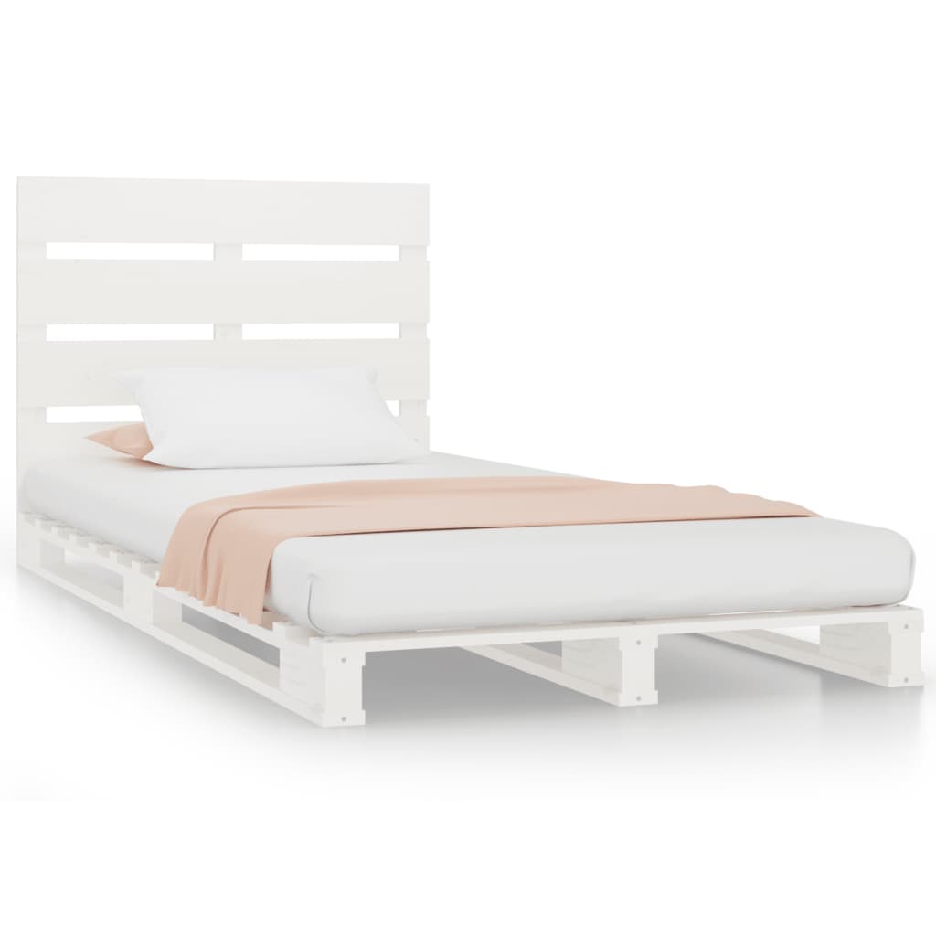 vidaXL Bed Frame without Mattress White 75x190 cm Small Single Solid Wood Pine