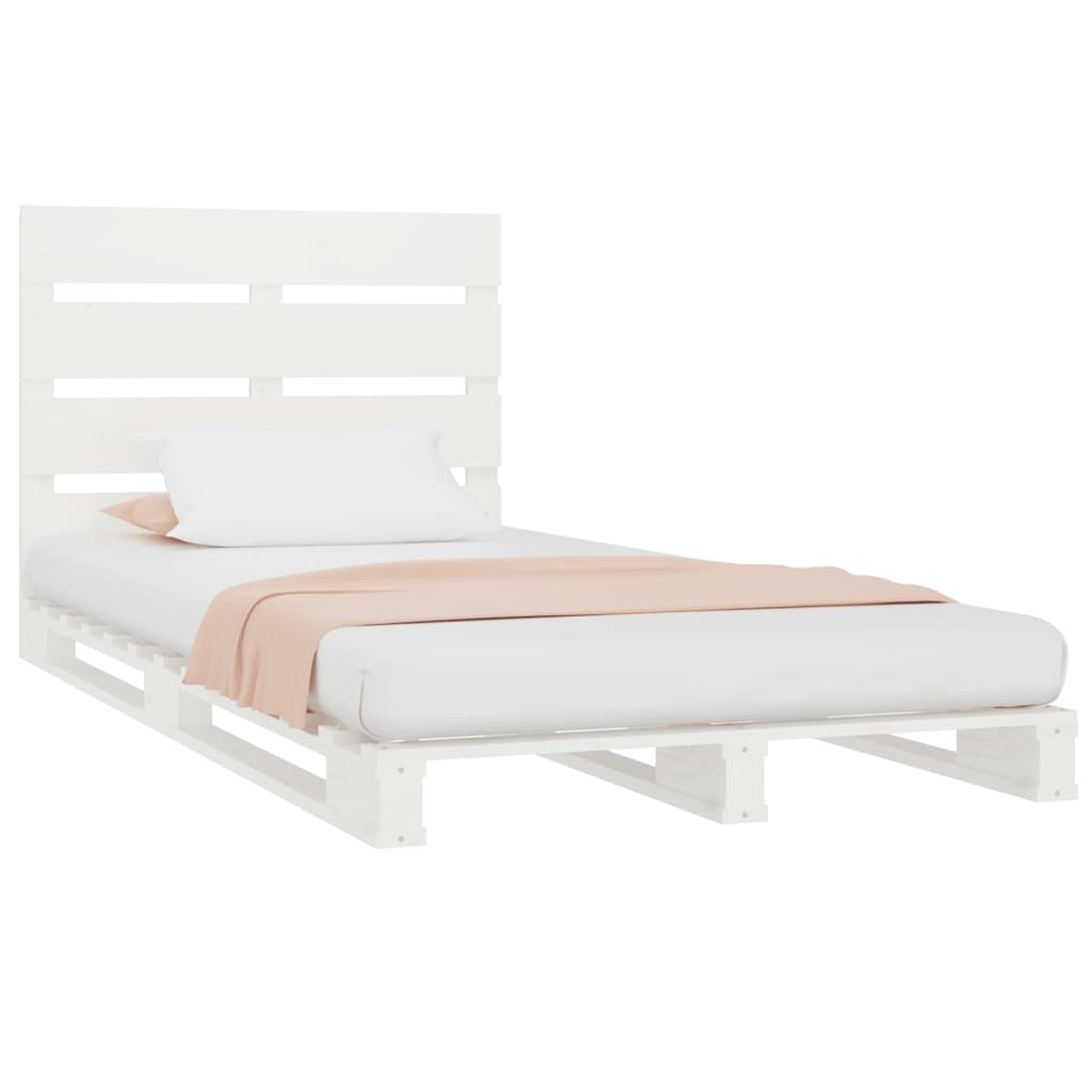 vidaXL Bed Frame without Mattress White 75x190 cm Small Single Solid Wood Pine