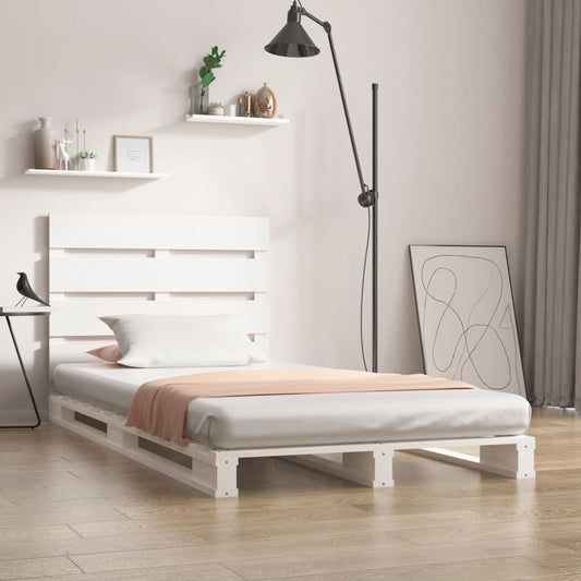 vidaXL Bed Frame without Mattress White 75x190 cm Small Single Solid Wood Pine