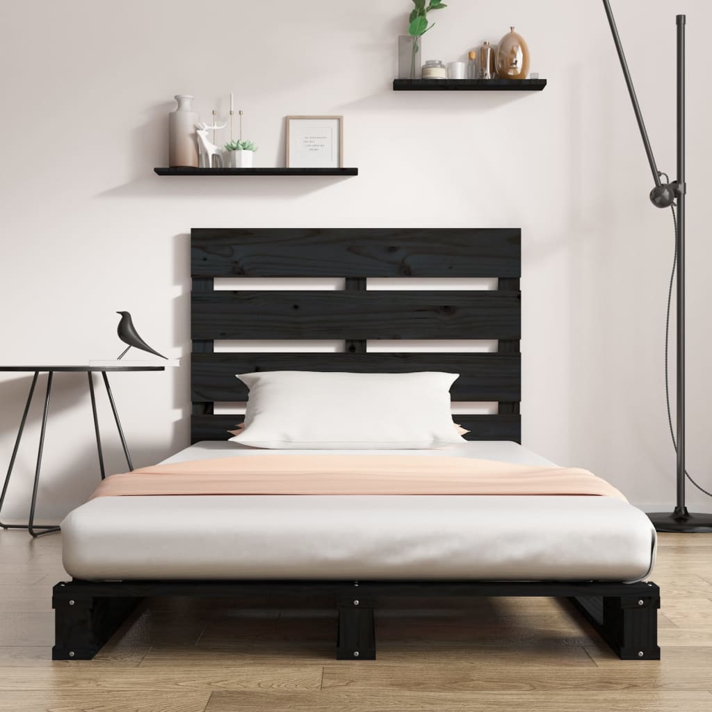 vidaXL Bed Frame without Mattress Black 75x190 cm Small Single Solid Wood Pine